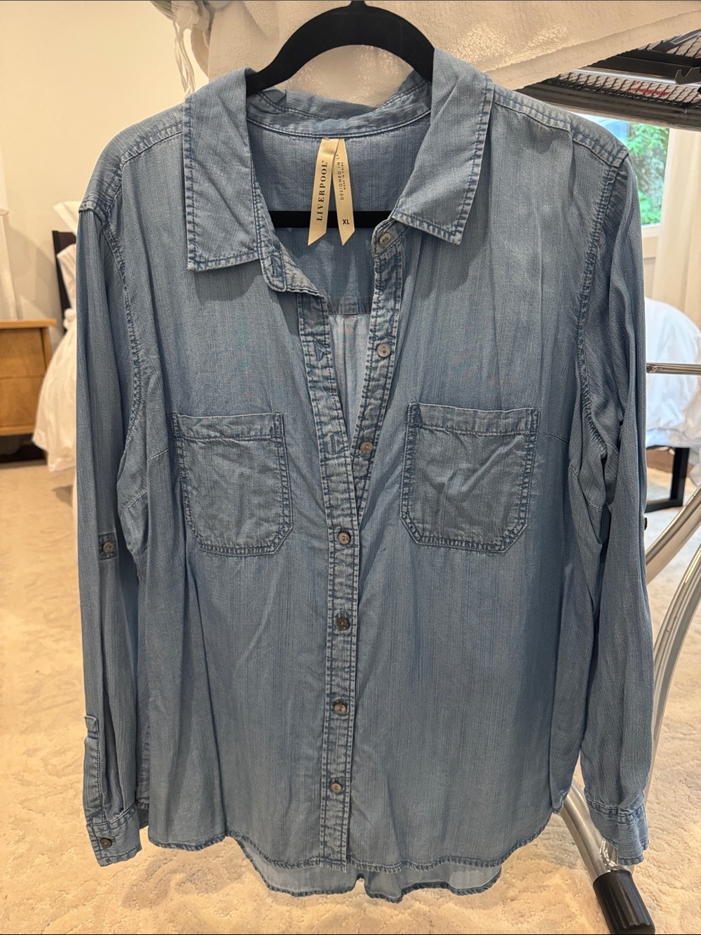 Liverpool Light Blue Button-Down Denim Shirt